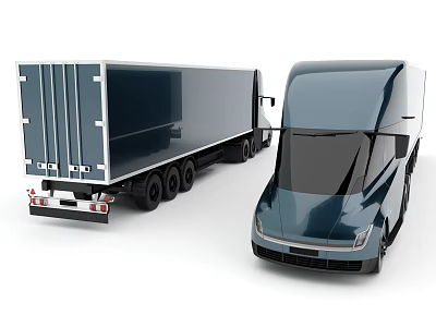 Modern Commercial Vehicles Featuring Large Container Truck And Sleek Delivery Van 3d model