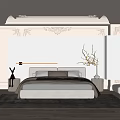 Modern Bedroom Interior Design With Large Bed Soft Carpet And Decorative Wall Molding