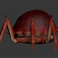 Red Crab With Spiky Shell And Multiple Legs On Dark Background With Reflection