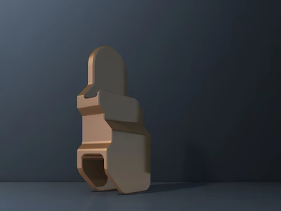 Golden Sculpture Carving Made Of Combined Geometric Shapes On Dark Background Surface 3d model