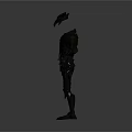 Sleek Black Armored Weapon Model Featuring Intricate Design And Sharp Headpiece