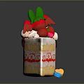 Delicious Layered Cake With Cream Strawberry And Green Leaf Decorations Alongside Small Colorful Candies
