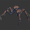 Giant Spider Creature 3D Render With Detailed Mechanical Legs And Orange Brown Exoskeleton