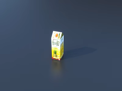 Yellow And White Beverage Box With Fresh Fruit Design On Dark Background 3d model
