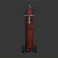 Blue Industrial Handcart Standing Next To Red Gas Cylinder On Dark Surface