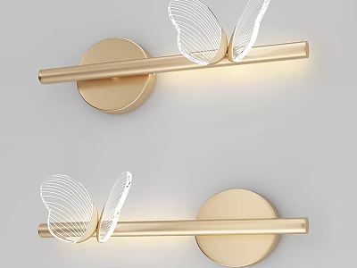 Modern Elegant Golden Wall Lamps With Butterfly Wing Design And Warm Lighting 3d model
