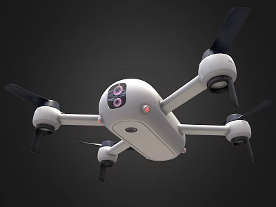 Modern White Drone With Four Propellers Camera And LED Indicator Lights 3d model