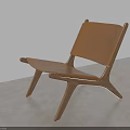 Modern Leisure Chair With Wooden Frame Brown Leather Upholstery And Minimalist Design
