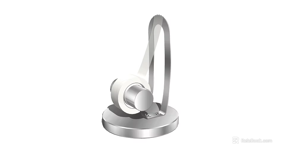 Modern Silver Headphone Stand With Circular Base And Adjustable Holder 3d model 