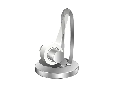 Modern Silver Headphone Stand With Circular Base And Adjustable Holder 3d model