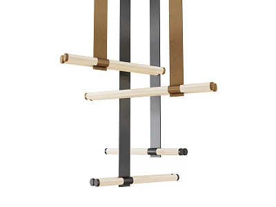 Modern Minimalist Chandelier With Wooden Rods Black Metal Frames And Brown Accents 3d model