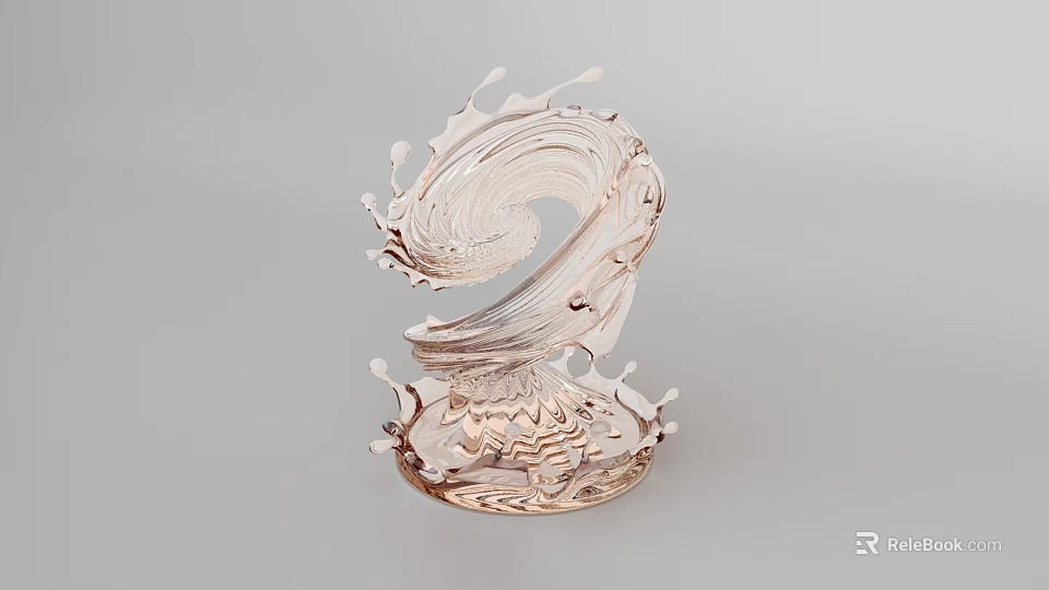 Elegant Modern Glass Perfume Container With Wave And Water Droplet Design 3d model 