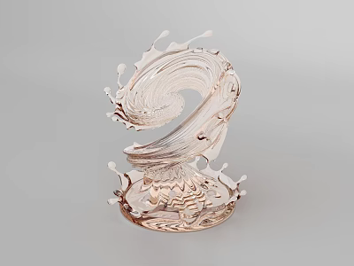 Elegant Modern Glass Perfume Container With Wave And Water Droplet Design 3d model