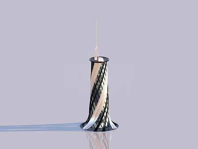 Modern Architectural Tower Design With Spiral Black And White Exterior Sharp Pinnacle And Reflective Base 3d model