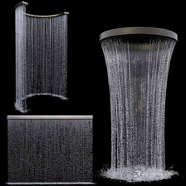 Garden Landscape Design Featuring Hanging Water Curtain And Decorative Elements 3d model