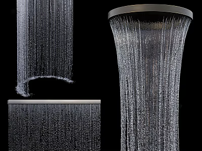 Garden Landscape Design Featuring Hanging Water Curtain And Decorative Elements 3d model