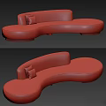 Modern Curved Sofas In Brown And Green Velvet With Gold Legs And Cushions