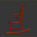 Elegant Red Wooden Rocking Chair With Soft Pink Cushion And Classic Design