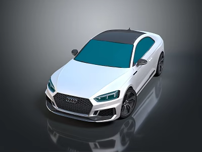 Audi White Sports Car With Black Roof Blue Windows Modern Sleek Design 3d model