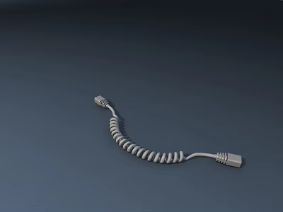 Durable Spiral USB Cable Digital Accessory with Dual Connector Plugs for Mobile Devices 3d model