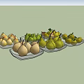 Various Types Of Fresh Pears On Multiple Plates With Different Colors