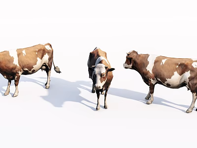 Three Brown And White Reptiles Standing On White Background Surface 3d model