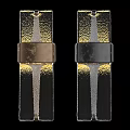 Two Modern Metallic Textured Wall Lamps With Warm Yellow Light And Sleek Design