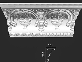 Gypsum Carved Line, Patchwork Corner, Roman Column Modeling, French European Style Gypsum Line, High-end Villa, Simple European Style 3d model