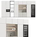 Modern Kitchen Interior With White Black Cabinets Glass Door Wine Rack And Shelves