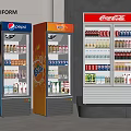 Upright Commercial Beverage Refrigerated Display Cabinets With Pepsi Fanta Coca Cola Drinks