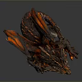 Detailed 3D Fantasy Dragon Creature With Fiery Red Black Scales Sharp Claws And Wings