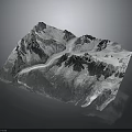 3D Mountain Range Terrain Model With River And Detailed Texture