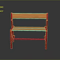 Modern Stylish Dining Chair With Red Frame Wooden Seat And Reflective Surface On Dark Background