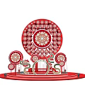 Red Circular Art Installation With Ornate Patterns And 2025 Numerals On Red Base 3d model