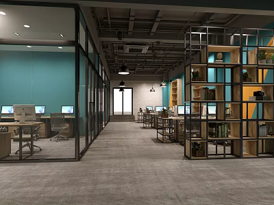 Industrial LOFT Public Office Area Office Space 3d model