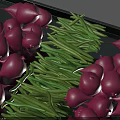 Fresh Purple Onions and Green Vegetables Placed on Black Serving Tray