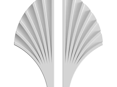 Modern Symmetrical White Fan Shaped Wall Decor With Radiating Lines 3d model