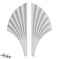 Modern Symmetrical White Fan Shaped Wall Decor With Radiating Lines