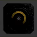 Black And Yellow Striped Traffic Cone With Base Mat On Gray Background