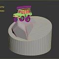 Rock Terrain Formation With Black Toy Off Road Vehicle On White Circular Platform