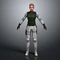 Game Movie Character Wearing Green Tactical Vest And White Combat Pants With Black Gloves
