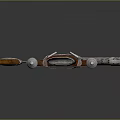 Traditional Decorative Weapon With Ornate Blade Wooden Handle And Metallic Accents