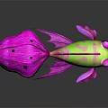 Colorful Pink And Green Fish With Big Eyes And Spotted Tail In Cartoon Style