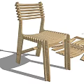 Wooden Dining Chair With Slatted Back Woven Seat And Detachable Structural Parts