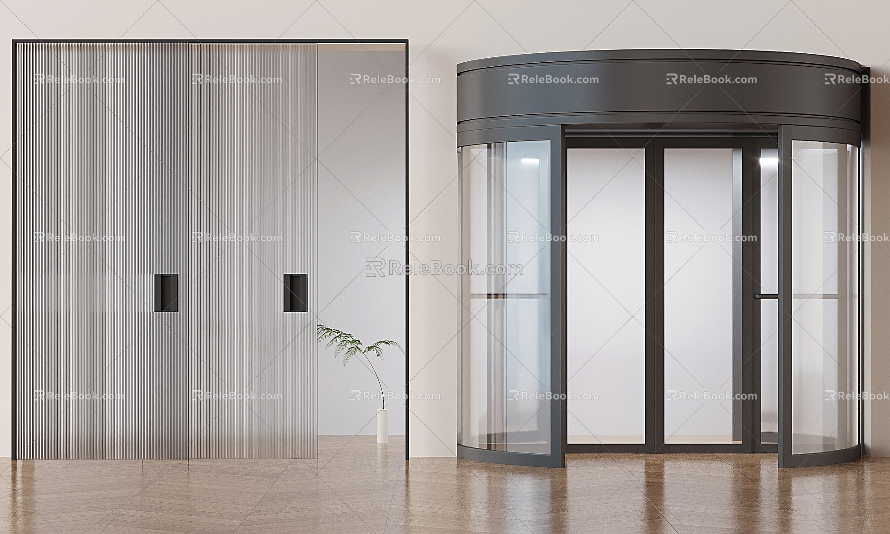 Modern automatic revolving door hotel mall revolving door electric induction glass revolving door glass sliding door sliding door 3d model