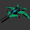 Futuristic Green And Black Aerospace Spacecraft With Sharp Wings And Glowing Details