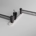 Modern Black Metal Fence With Automatic Gate And Access Control Posts On White Base 3d model