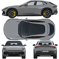 Gray Sports Car Featuring Yellow Brake Calipers Sleek Design And Rear License Plate
