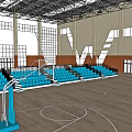 Indoor Sports Gym With Basketball Courts Multi Level Seating And Wooden Flooring