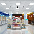 Modern Pharmacy Store Interior With Medicine Shelves Chinese Medicine Cabinet And Wheelchair
